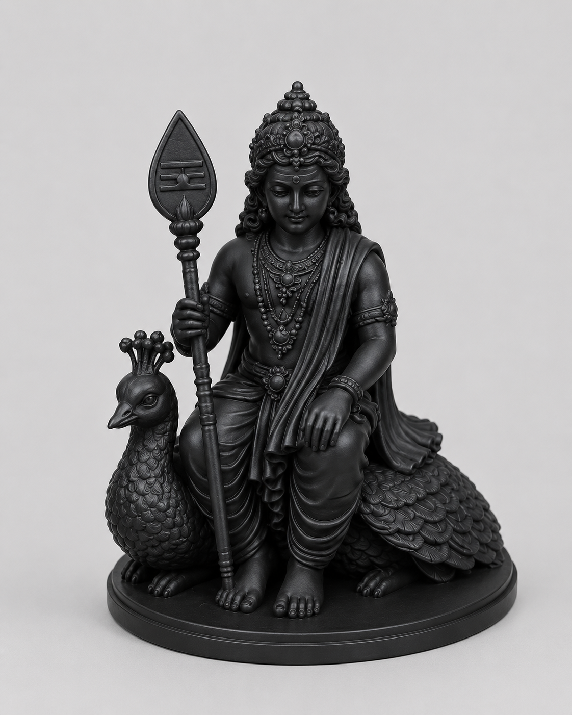 Murugan Ji Sititng On Peacock 3D Model (5 Inch)